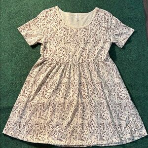Rylee + Cru Cotton Swallow Bird Baby Doll Dress, Medium, NWOT, Cream & Brown